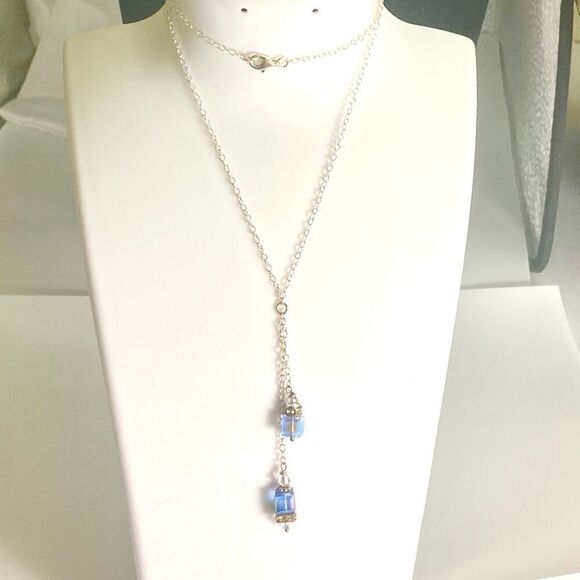 AIC# Sterling & Ice Blue Crystal Necklace - Picture 8 of 11